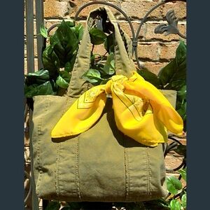 Aéropostale Army Olive Drab Military Od Green Canvas Cloth Tote Handbag Purse